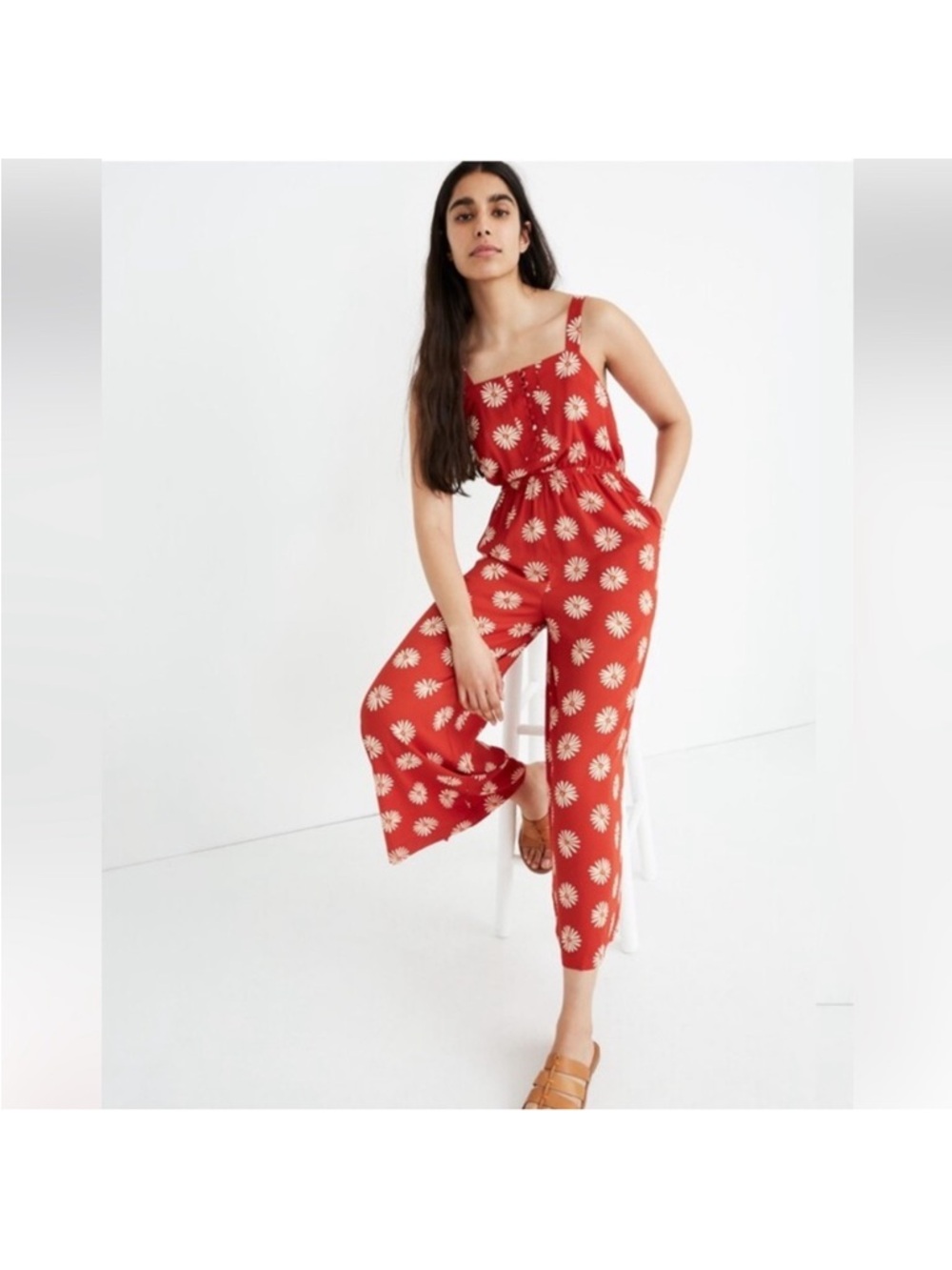 Madewell Red Floral Jumpsuit